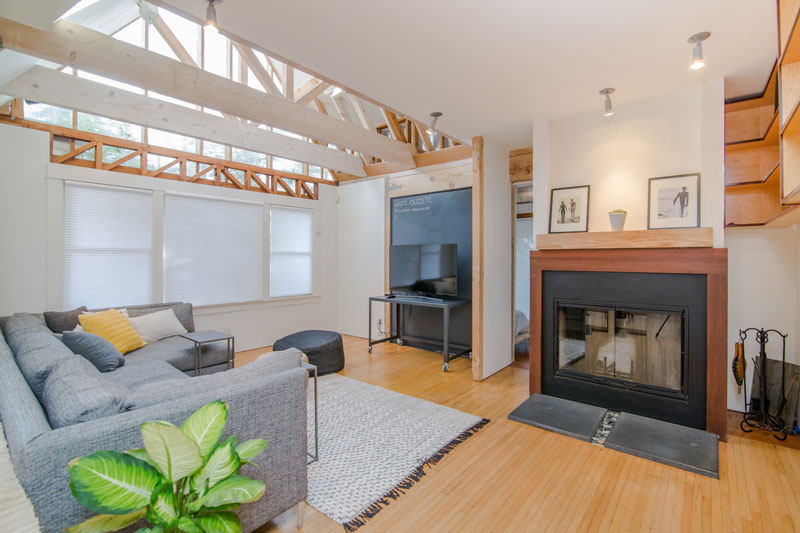 Wood accents and ceiling beams